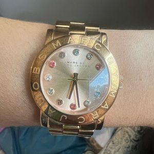 USED Marc Jacobs Rose Gold Watch Multi color gems